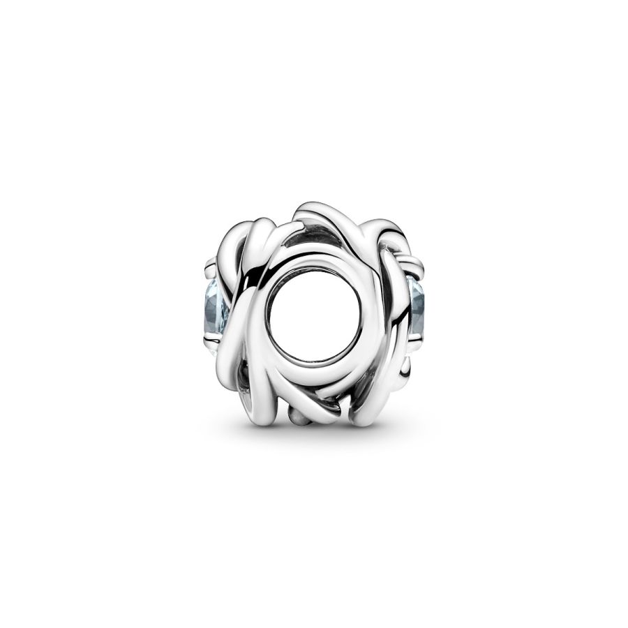 Charm März Geburtsstein Meer Aquablauer Ewigkeitskreis Silber