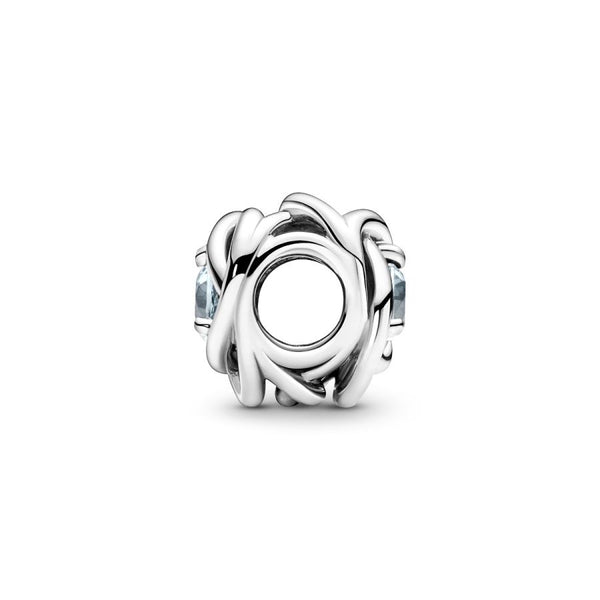 Charm März Geburtsstein Meer Aquablauer Ewigkeitskreis Silber