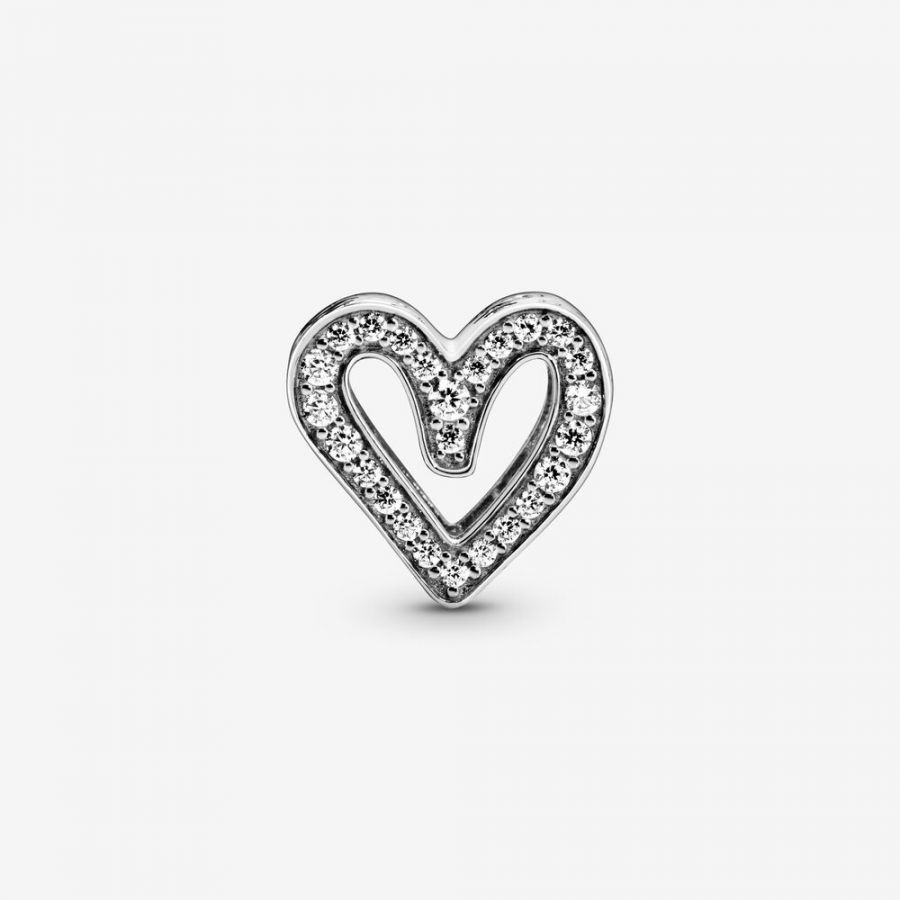 Charm Funkelndes Freihand-Herz Silber Zweitbild