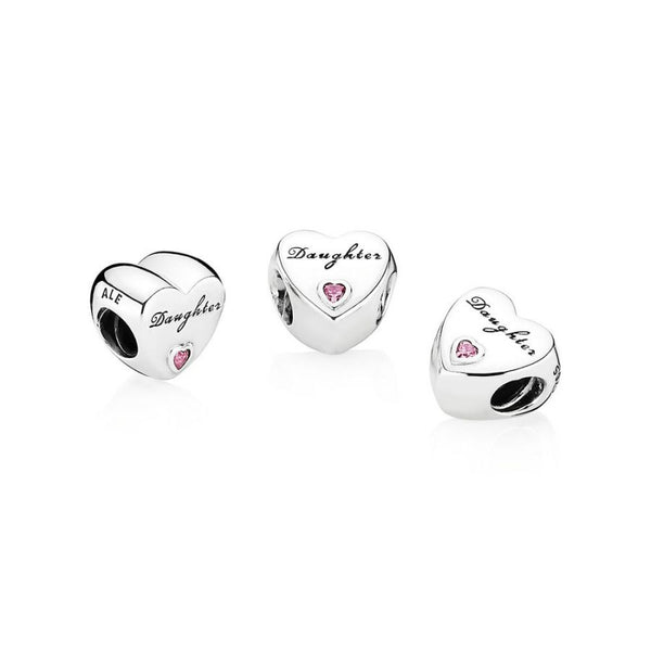 Charm Daughter Herz Tochterliebe Silber Rosa