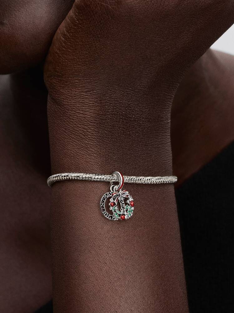 Weihnachtskranz Doppelter Charm-Anhänger Sterling-Silber Zweitbild