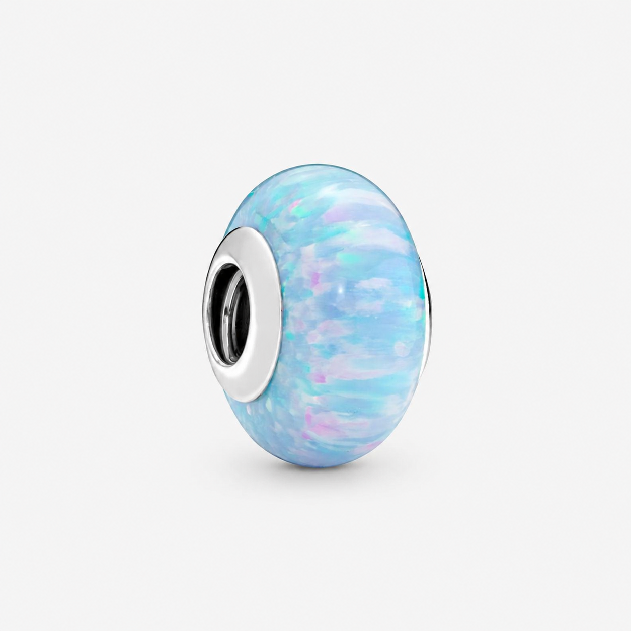 Charm Schillernder Ozeanblauer Synthetischer Opal Silber