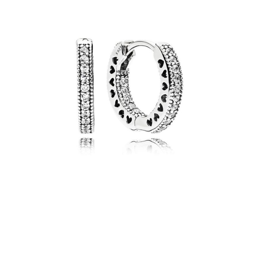 Creolen Ohrringe Pavé-Herz Creolen Sterling Silber Hauptbild