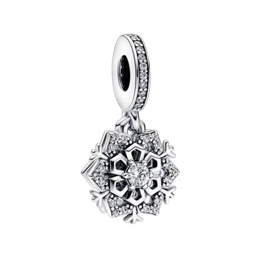 Charm-Anhänger Doppelte Funkelnde Schneeflocke Silber