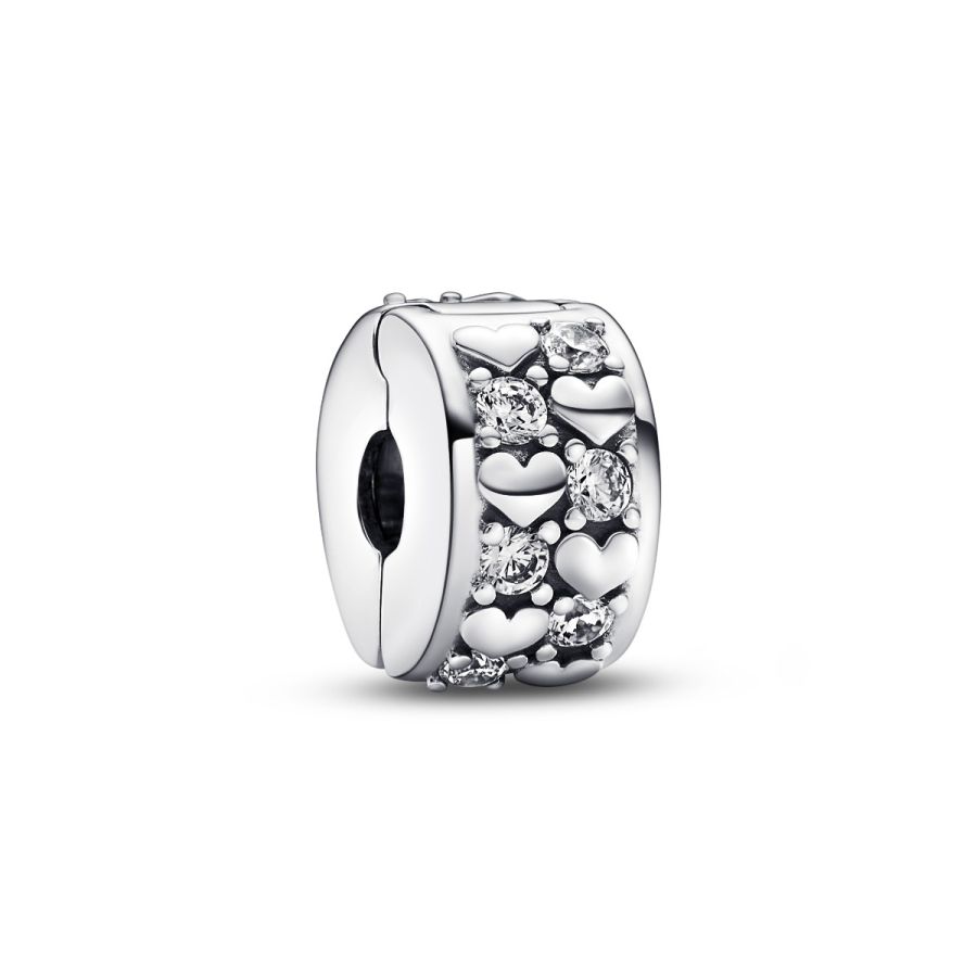 Charm Clip Funkelnder Unendlichkeit Herzen Sterling-Silber