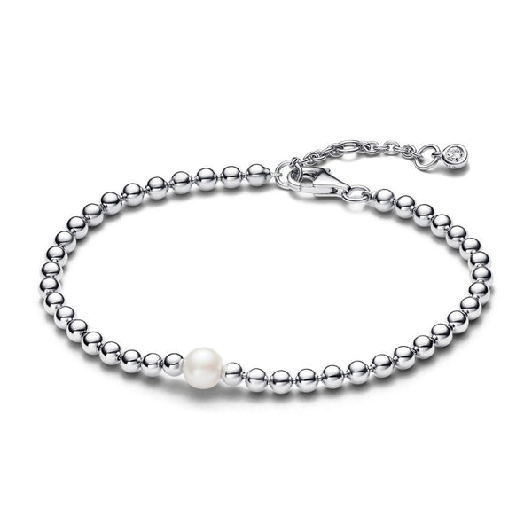 Armband Süßwasserzuchtperle & Kugeln Silber