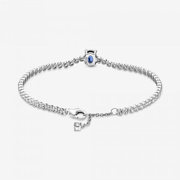 Tennisarmband Funkelnder Pavé Zirkonia Blau Silber
