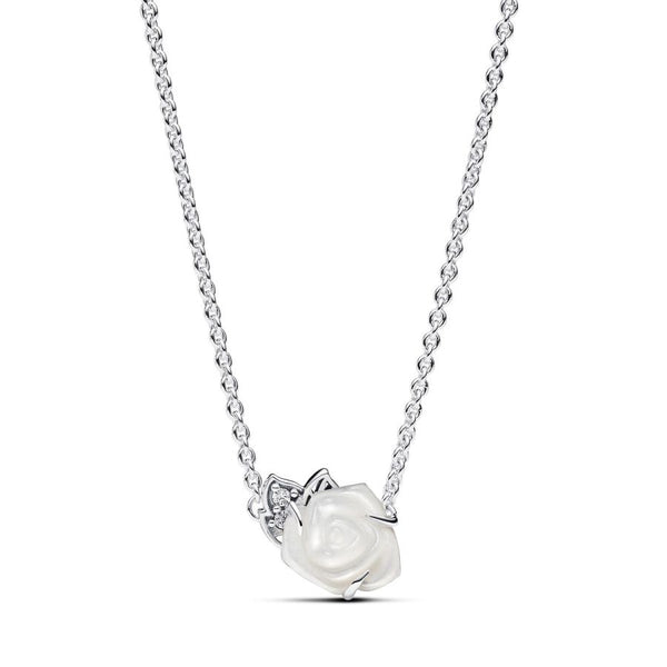 393206C01 Collier Kette Weiße Rose Zirkonia Silber 45 cm