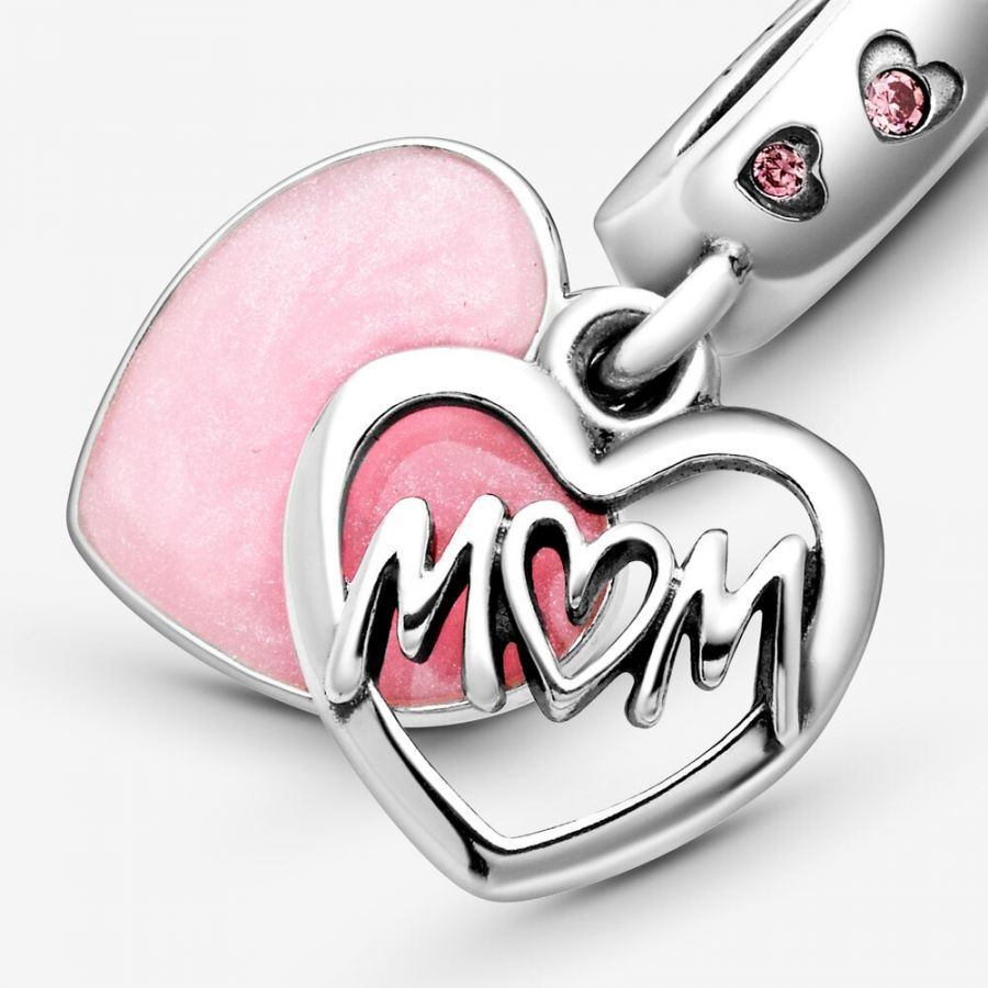 Charm-Anhänger Mum Inschrift Herz Sterling-Silber
