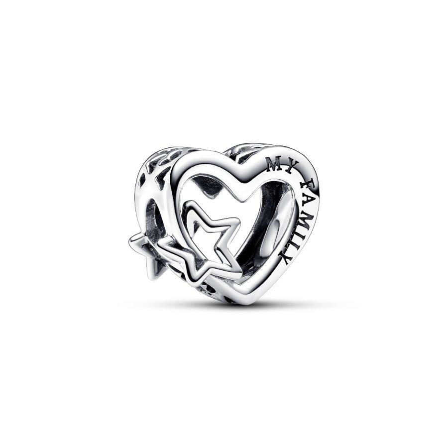 Charm Offen gearbeitetes Familie Herz & Stern Sterling-Silber