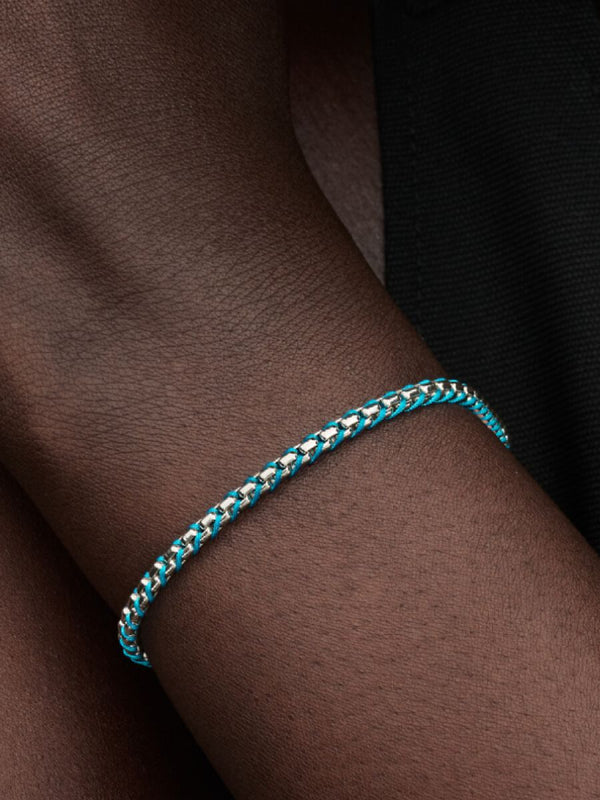 Blaue Kordel Schlangen-Gliederarmband Sterling-Silber