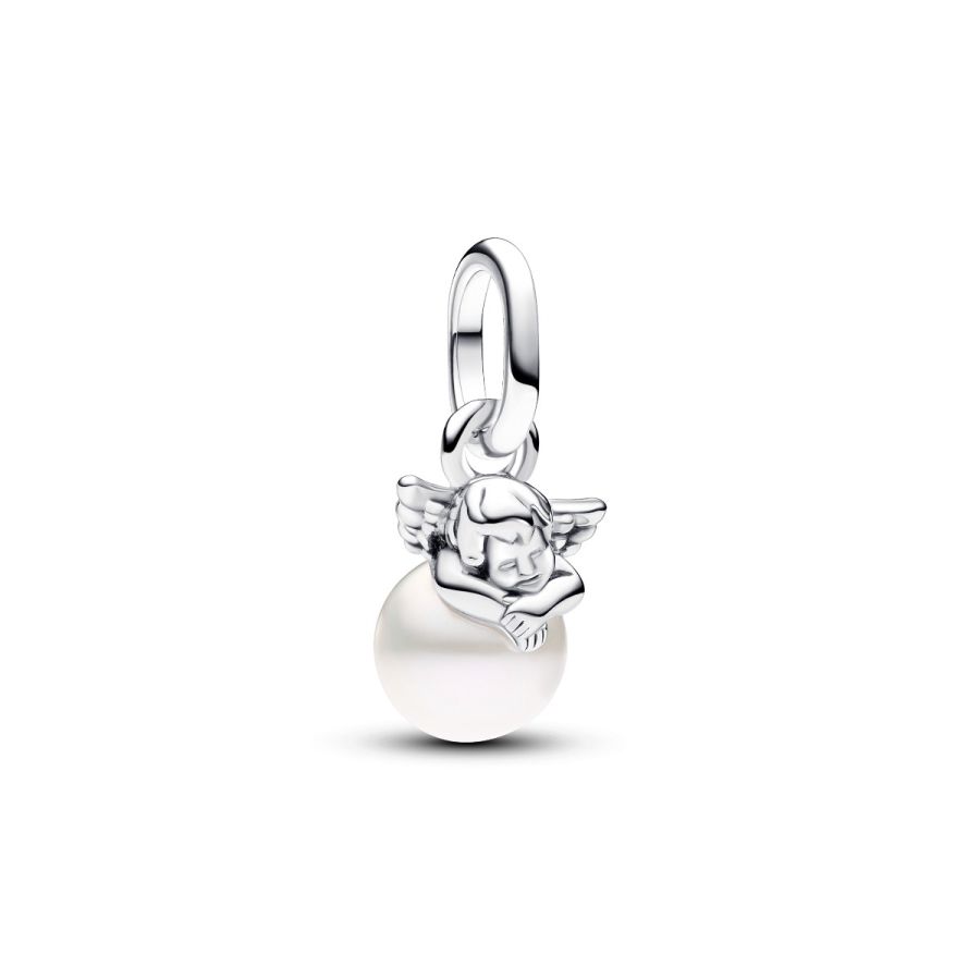 Mini-Charm-Anhänger Amor Süßwasserzuchtperle Silber