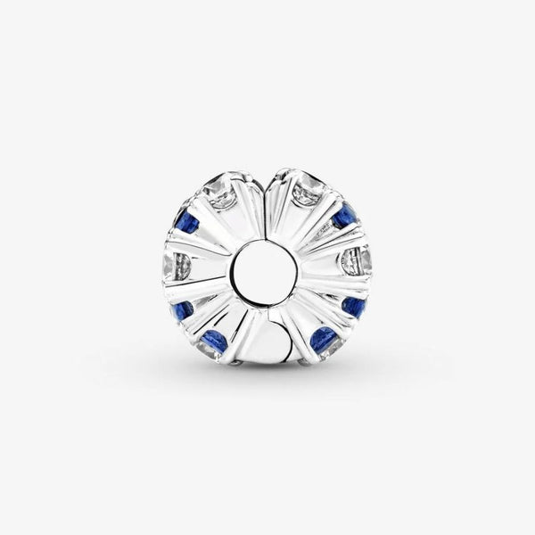 Clip-Charm Klar & Blau Funkelnd Silber