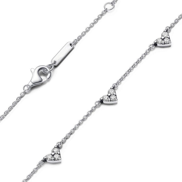 393160C01 Halskette Dreifachstein Herz Zirkonia Silber