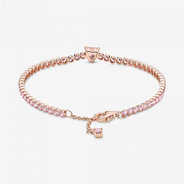 Tennisarmband Funkelndes Herz 14k Rosé Vergoldet