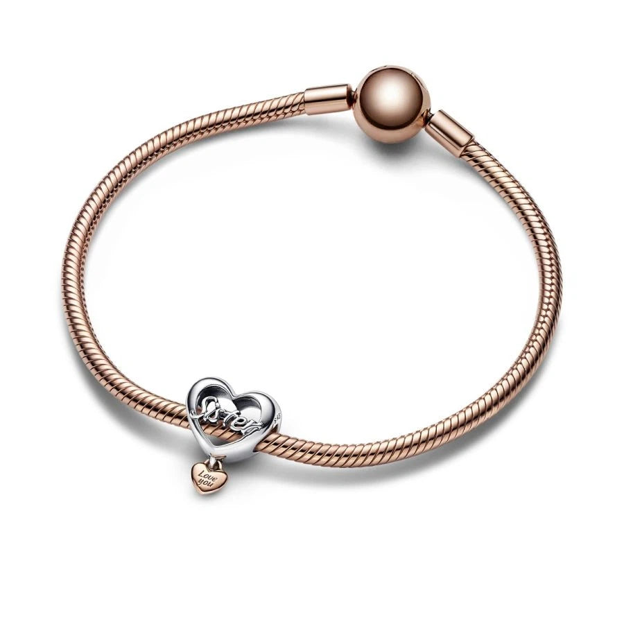 Charm Herz Love You Sister Sterling-Silber 14k Rosé Vergoldet