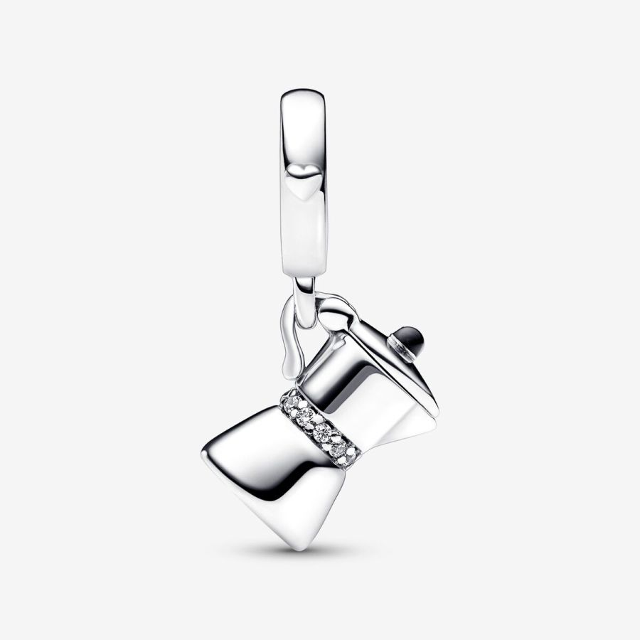 Charm-Anhänger Espressokanne Zirkonia Sterling-Silber Zweitbild