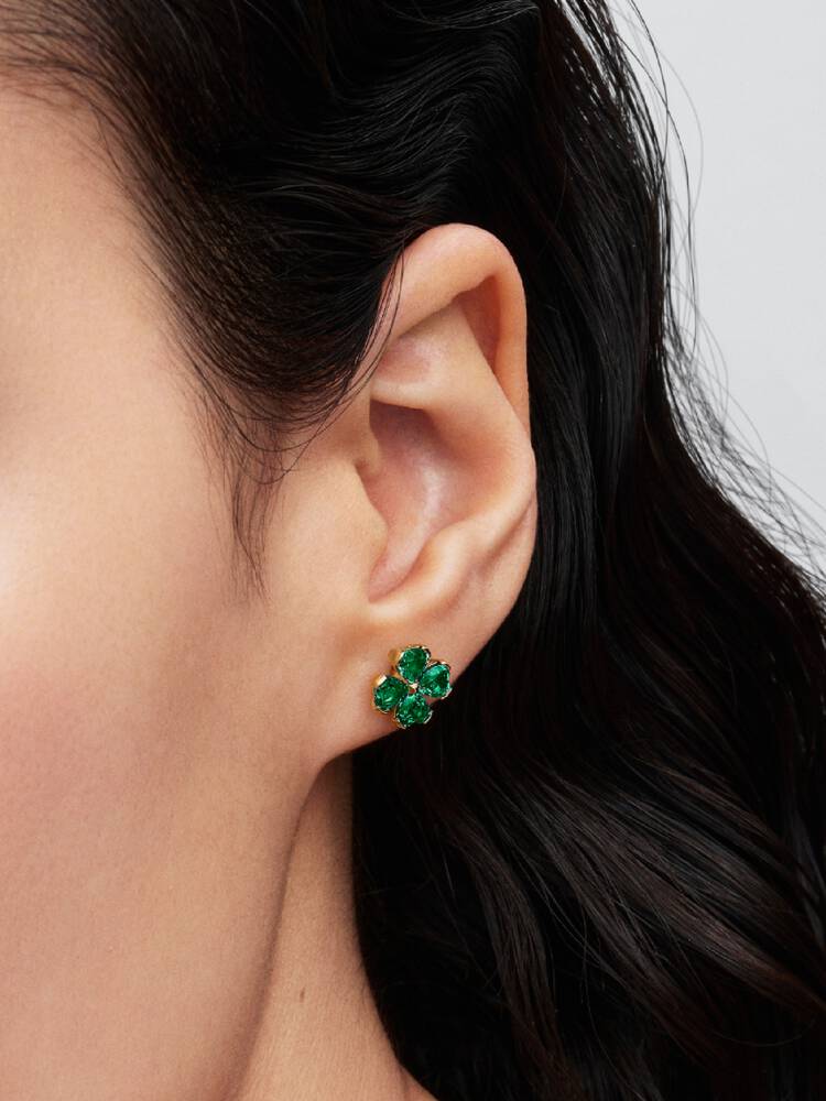 Grüne Glückskleeblatt Ohrstecker 14 Karat Vergoldung Zweitbild