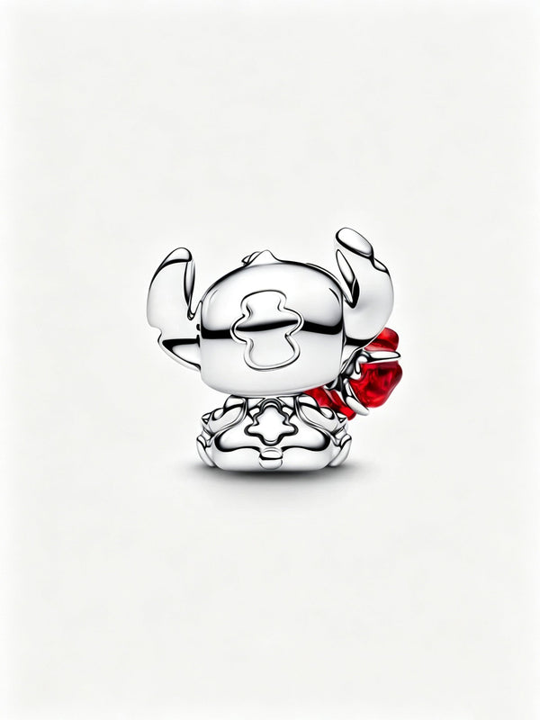 Stitch Rose Murano-Glas-Charm Sterling-Silber