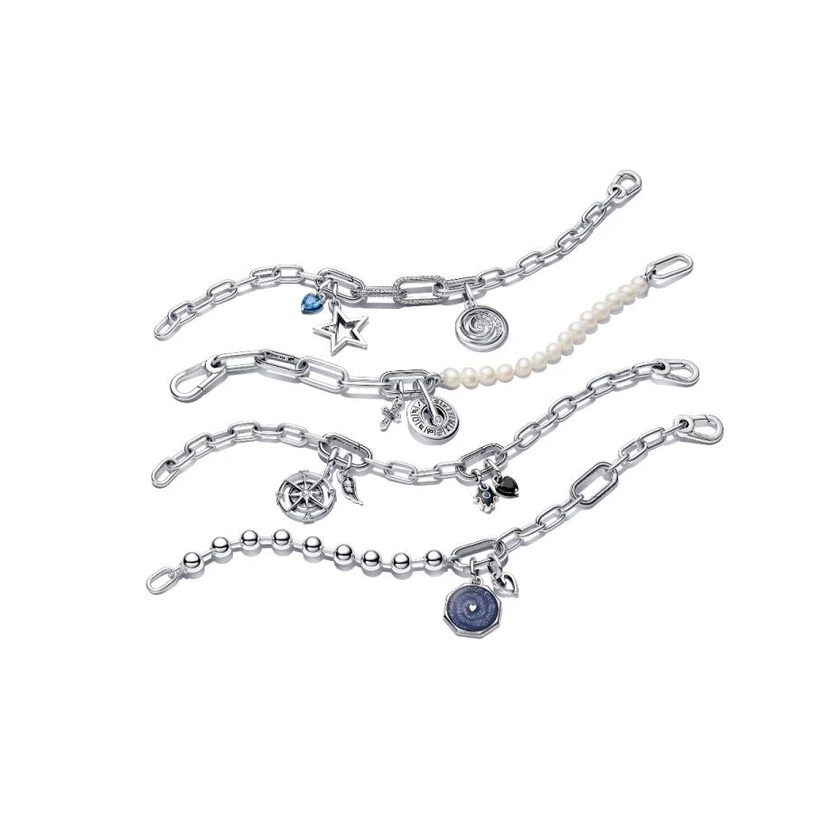 Gliederkettenarmband Metallperlen Sterling-Silber