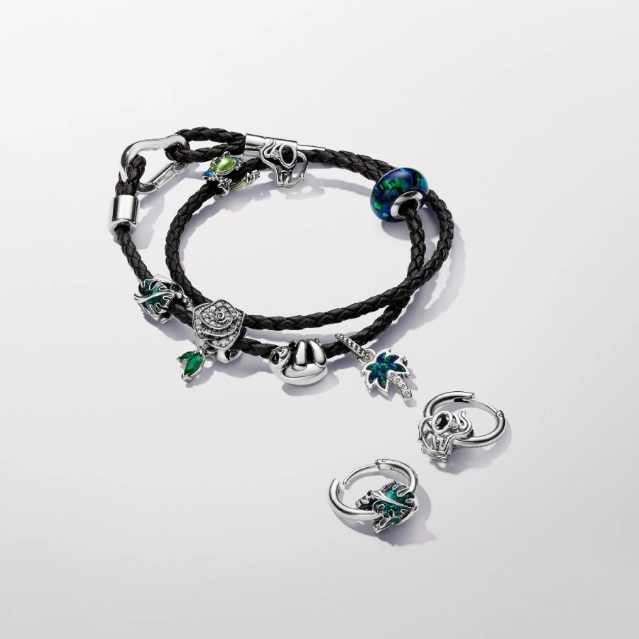 Charm Kletternder Frosch Emaille Grün Silber