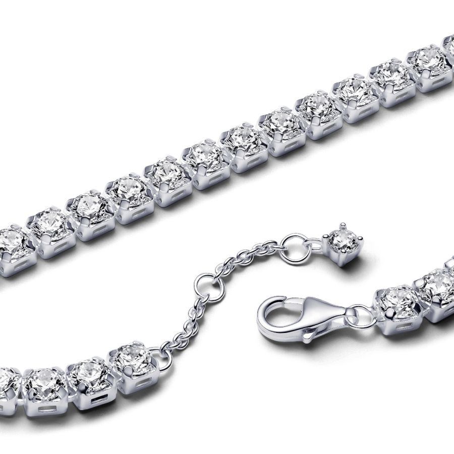 Tennisarmband Funkelnde Zirkonia Weiss Silber Zweitbild