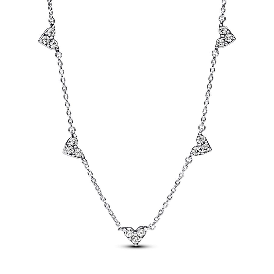 393160C01 Halskette Dreifachstein Herz Zirkonia Silber Hauptbild