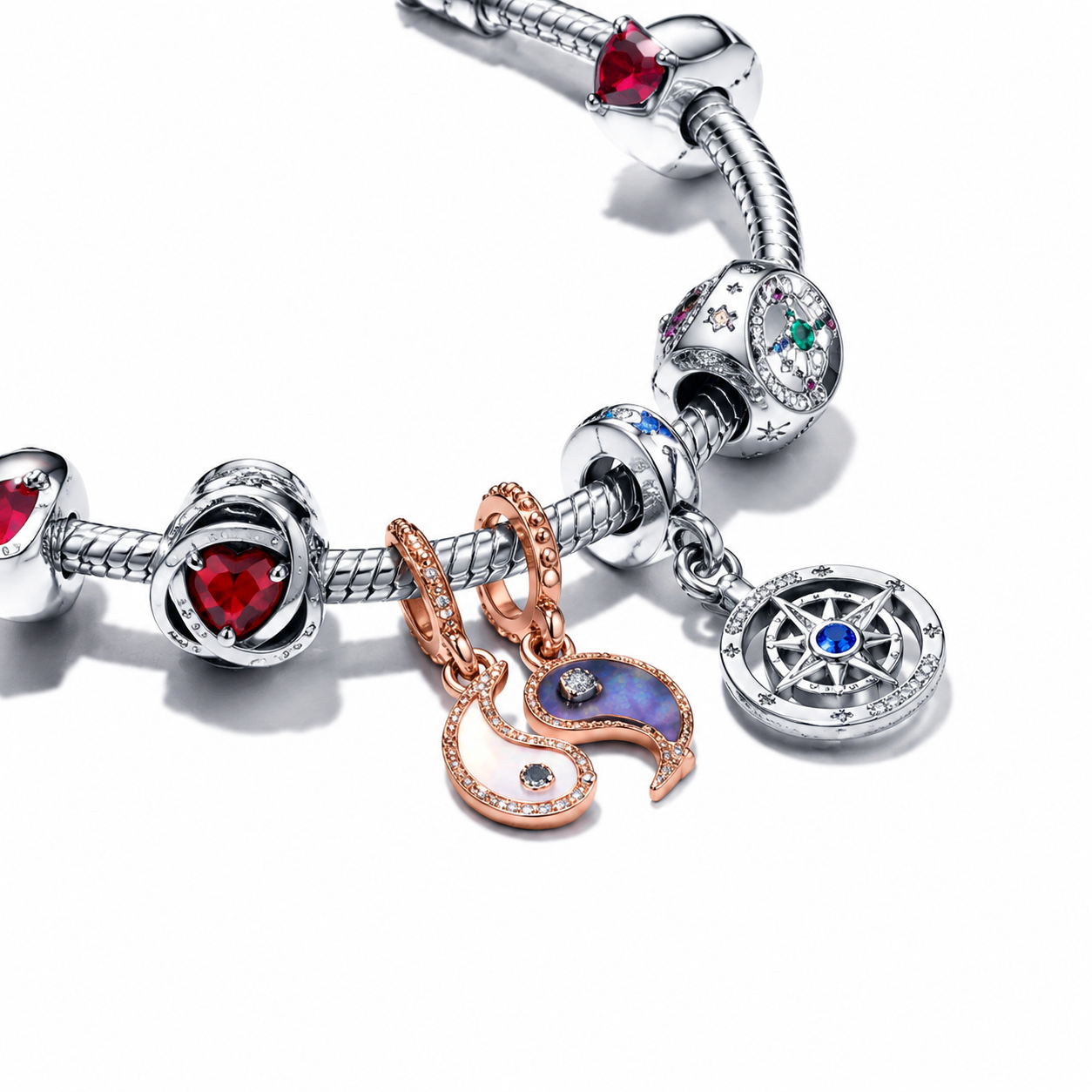 Charm September Geburtsstein Blauer Ewigkeitskreis Silber