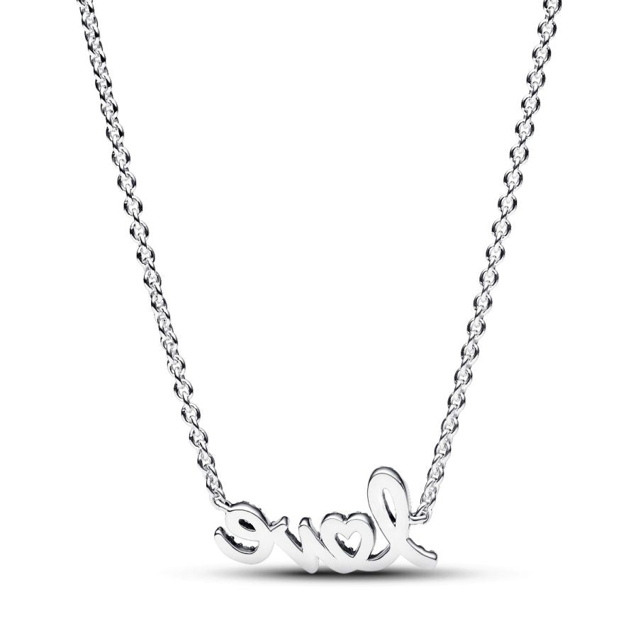 393076C01 Collier-Halskette Funkelndes Handgeschriebenes Love Silber