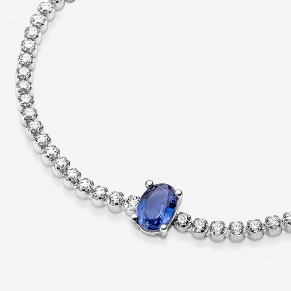 Tennisarmband Funkelnder Pavé Zirkonia Blau Silber