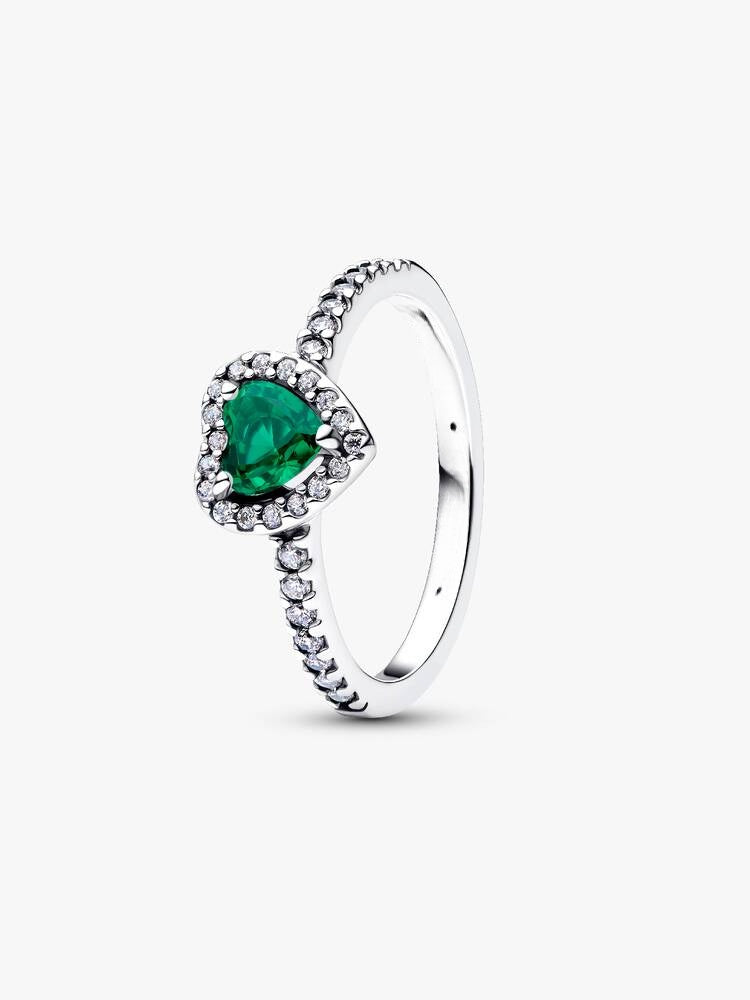 Erhabenes Royalgrünes Herz Ring Sterling-Silber Hauptbild