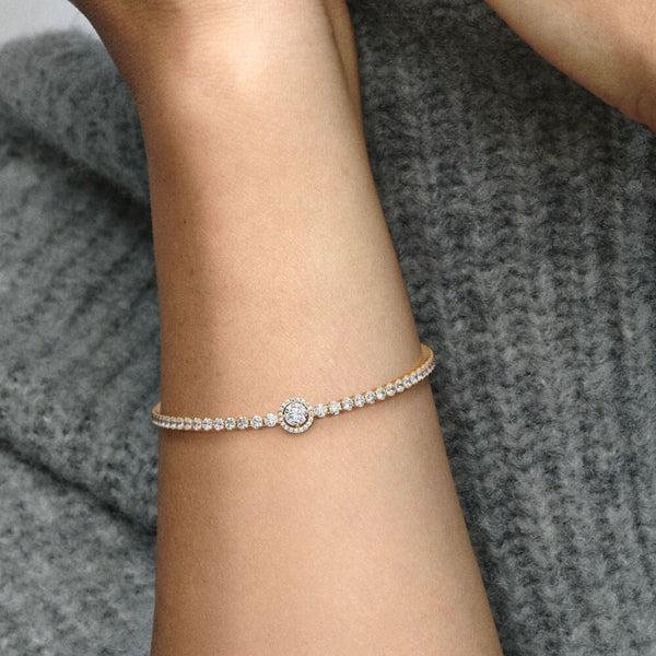 Tennisarmband Funkelnder Kranz Zirkonia 14k Vergoldet