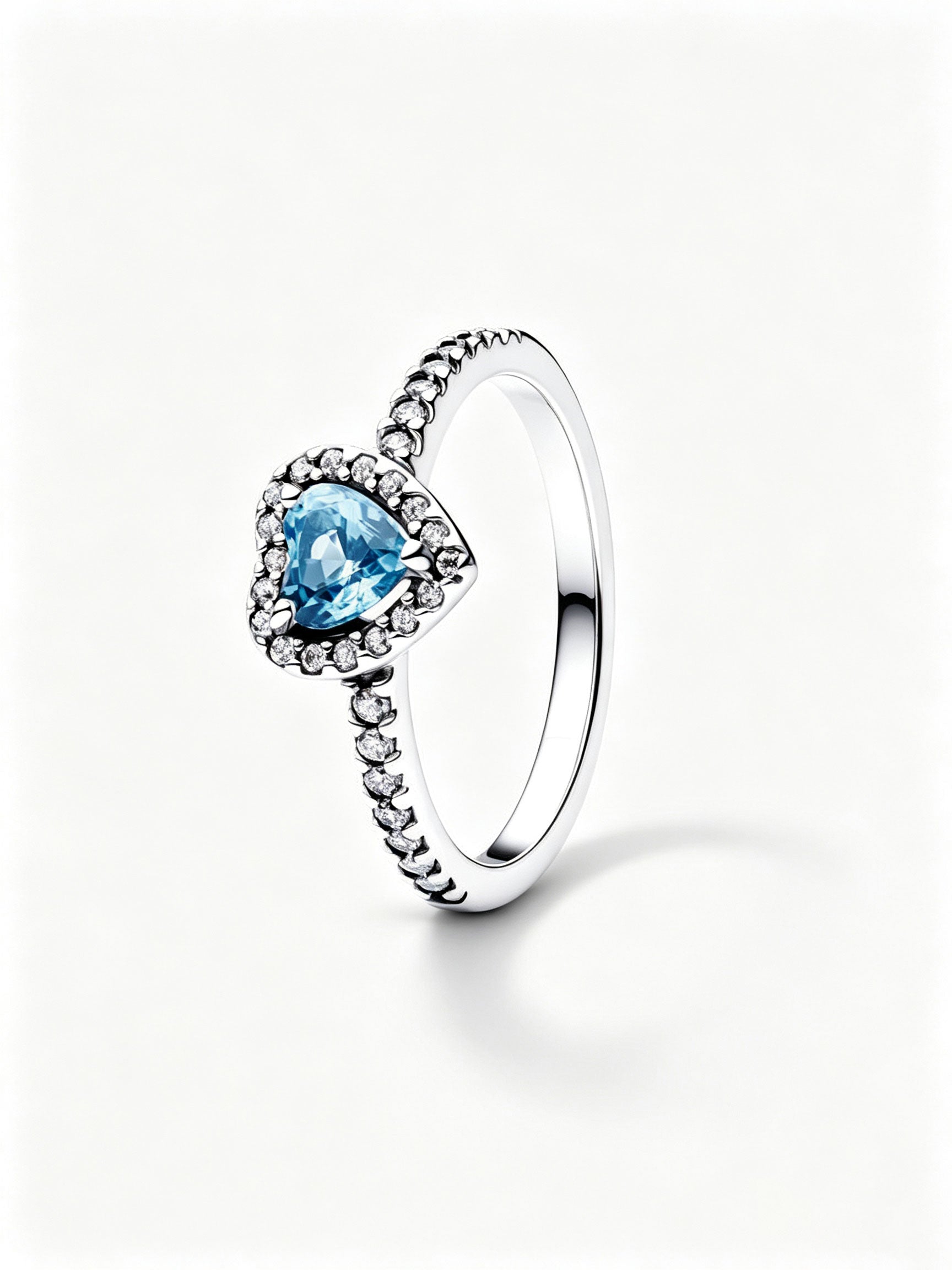 Erhabenes Hellblaues Herz Ring Sterling-Silber Hauptbild