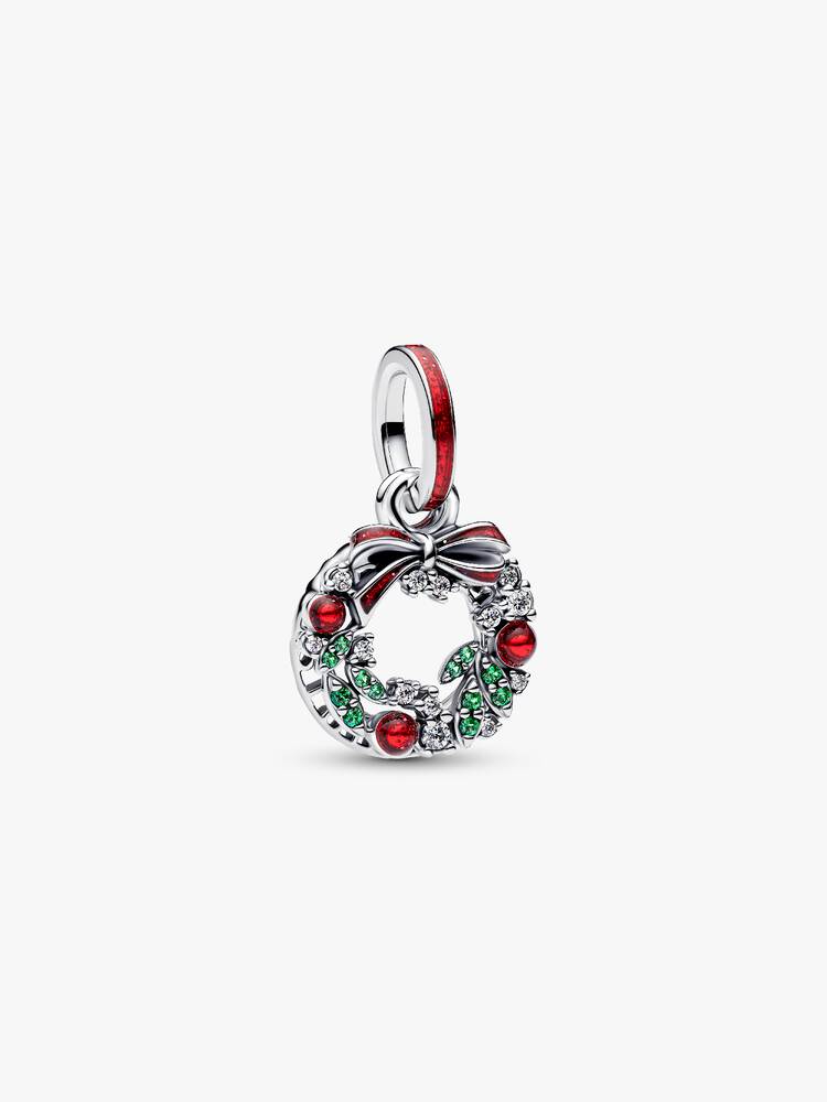 Weihnachtskranz Doppelter Charm-Anhänger Sterling-Silber Hauptbild