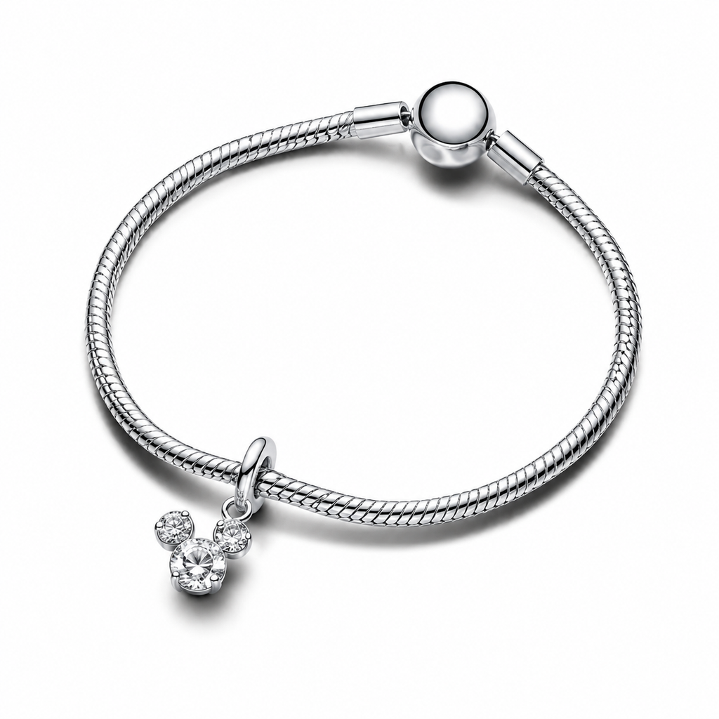 Charm-Anhänger Micky Maus Funkelnder Kopf Silhouette