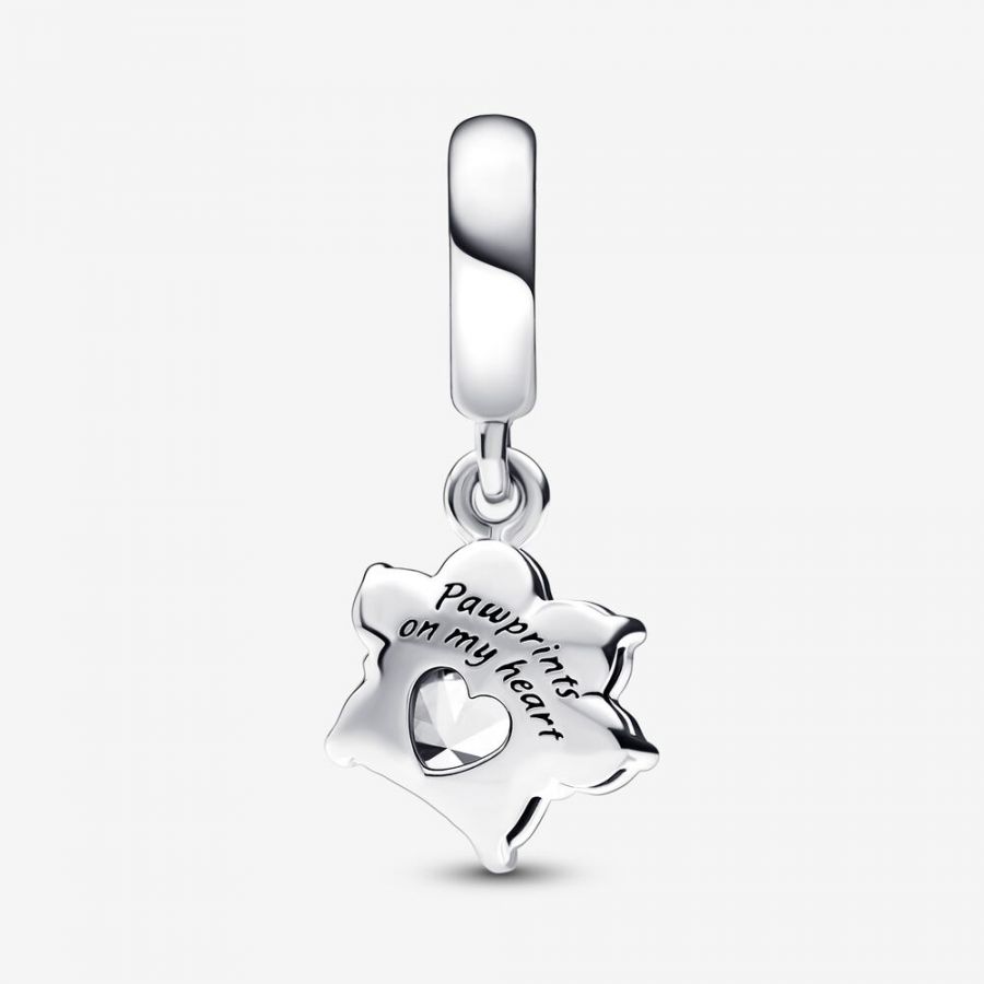 Charm-Anhänger Funkelnde Pfotenabdurck Herz Sterling-Silber
