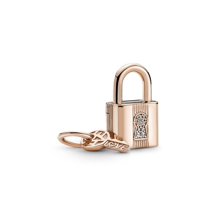 Charm-Anhänger Vorhängeschloss & Schlüssel 14k Rosé Vergoldet Hauptbild