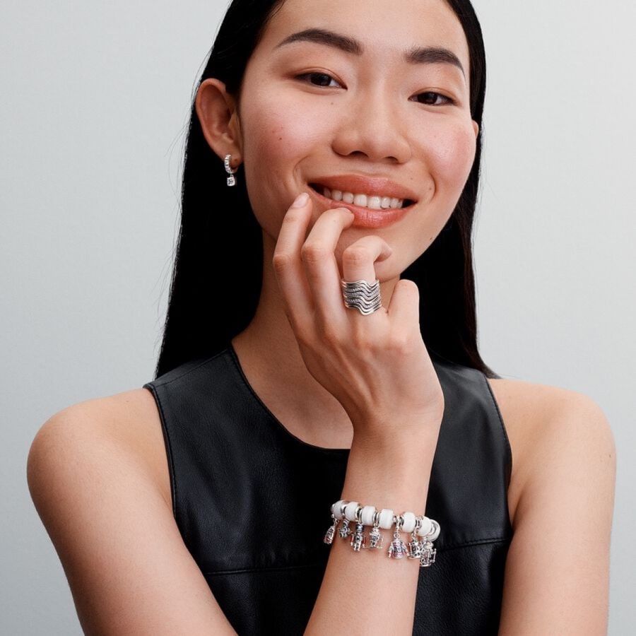 Charm-Anhänger Skifahrer Sterling-Silber