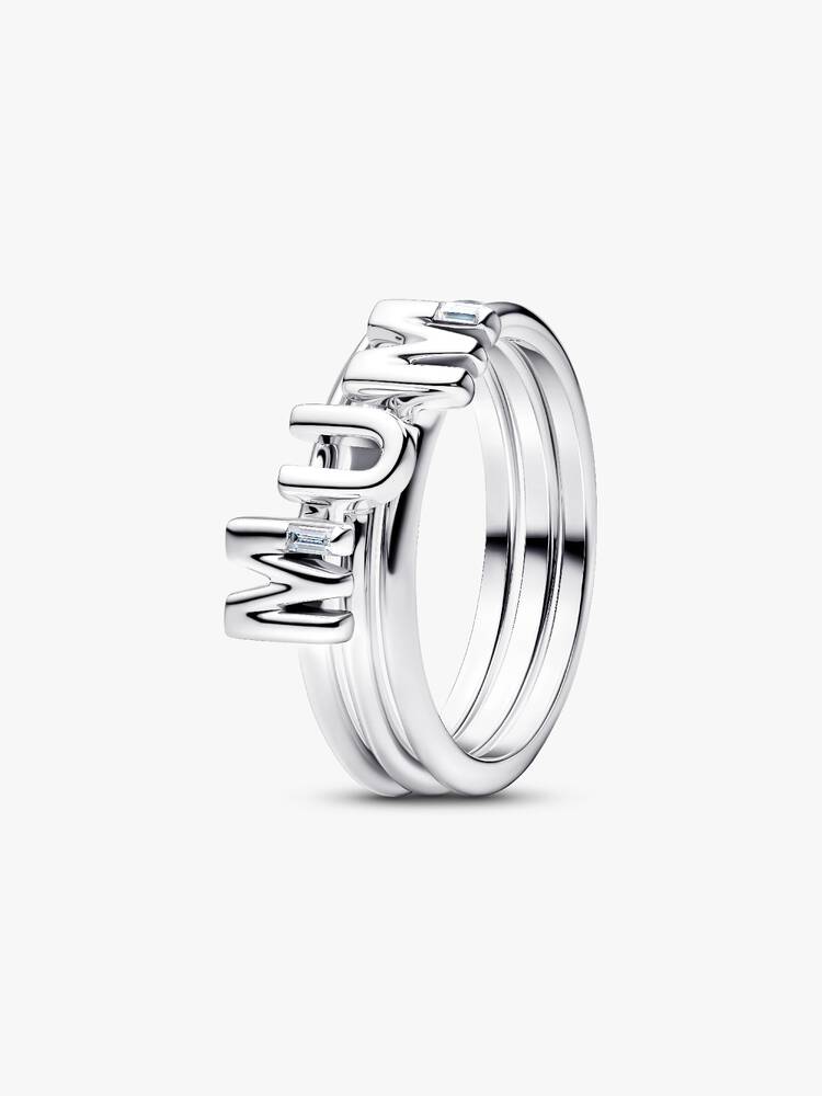 MUM Buchstaben Teilbarer Ring Sterling-Silber