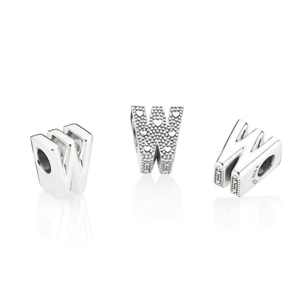Charm Buchstabe Letter W Silber
