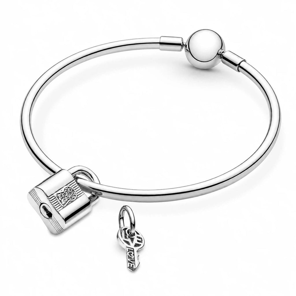 Charm-Anhänger Vorhängeschloss und Schlüssel Sterling-Silber