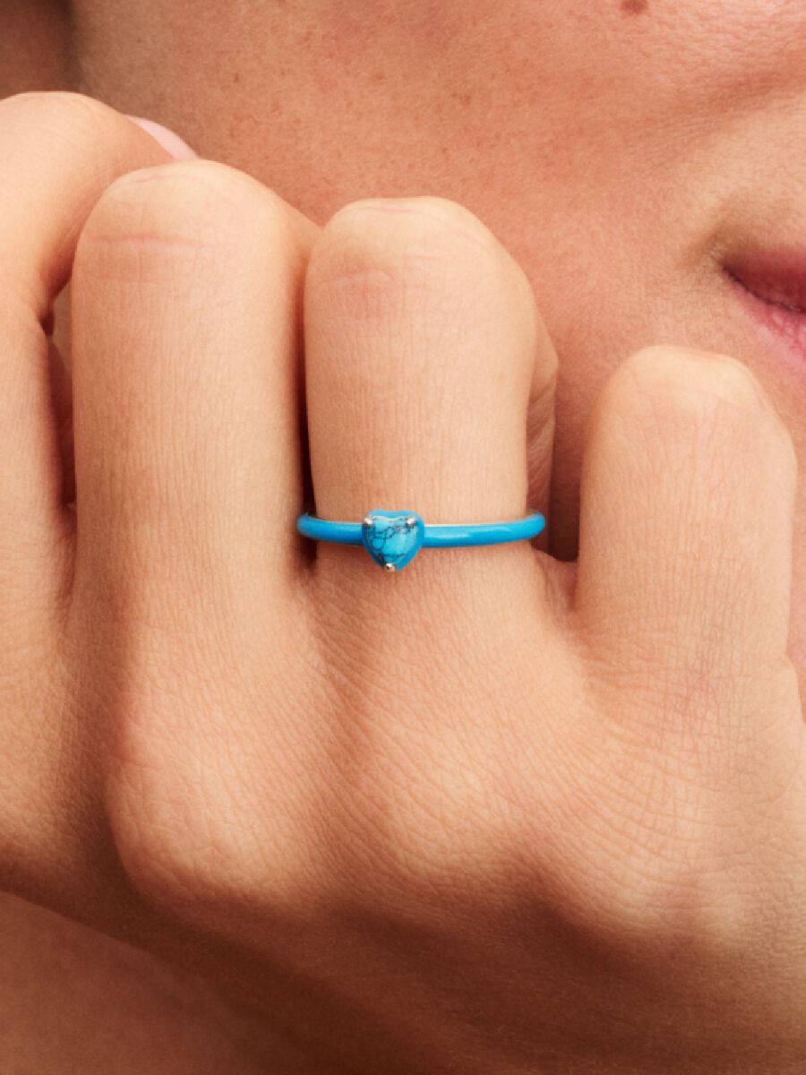 Türkisfarbener Herz-Stein Ring Sterling-Silber Zweitbild