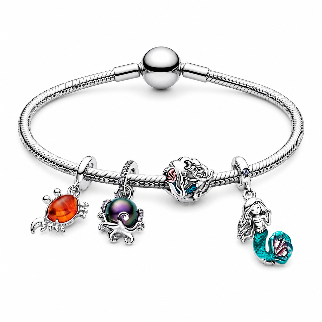 Charm-Anhänger Arielle Meerjungfrau Sebastian Silber