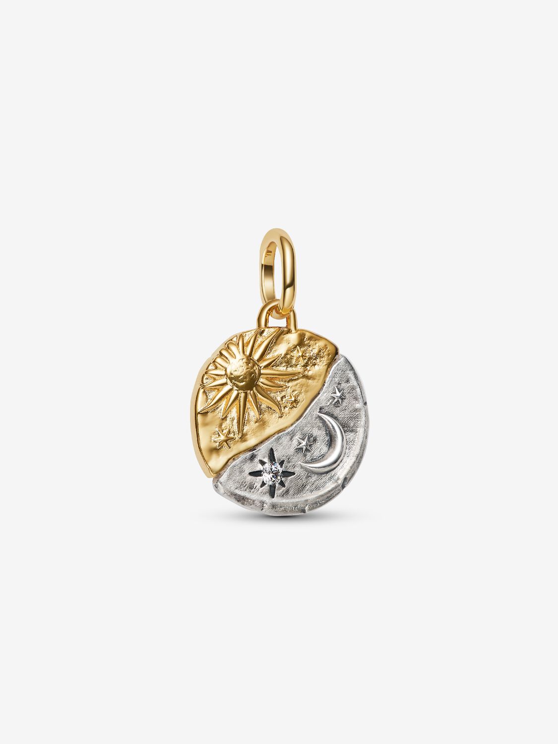 Sonne und Mond Medaillon-Charm Sterling-Silber, 14 Karat Vergoldung Hauptbild