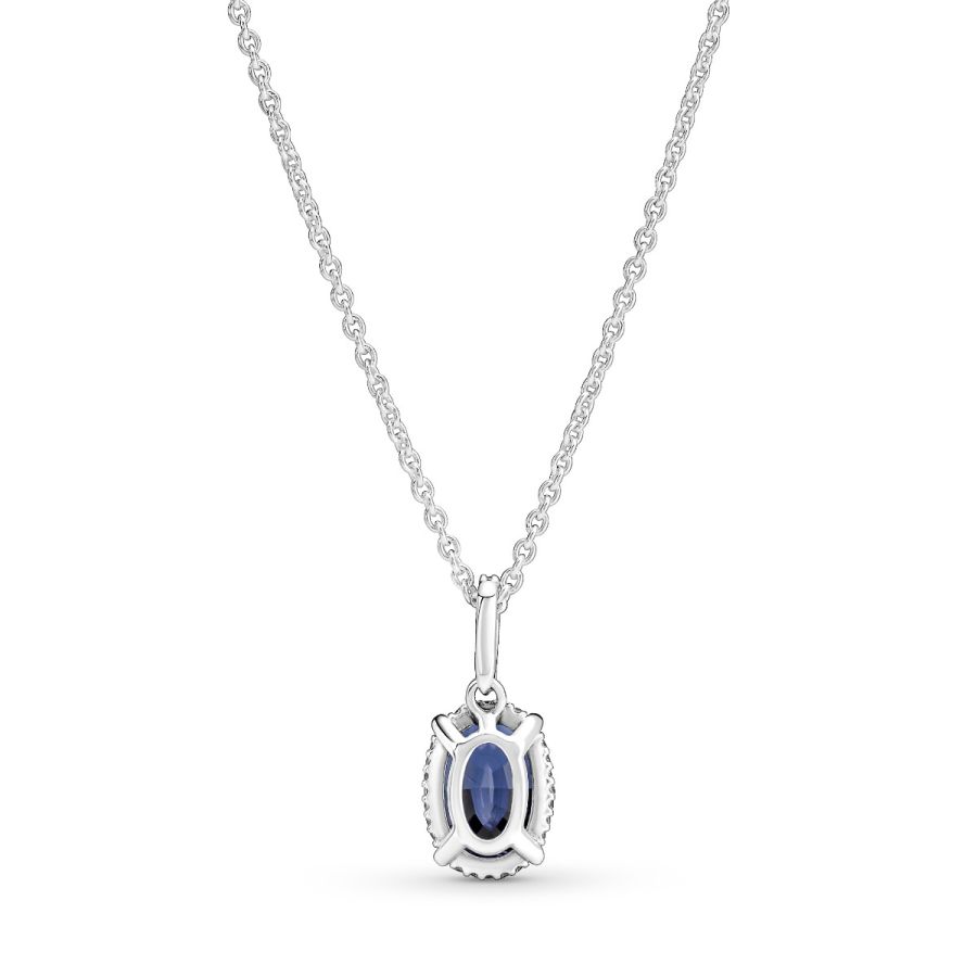 390055C01 Kette mit Anhänger Statement Strahlenkranz Blau Sterlingsilber