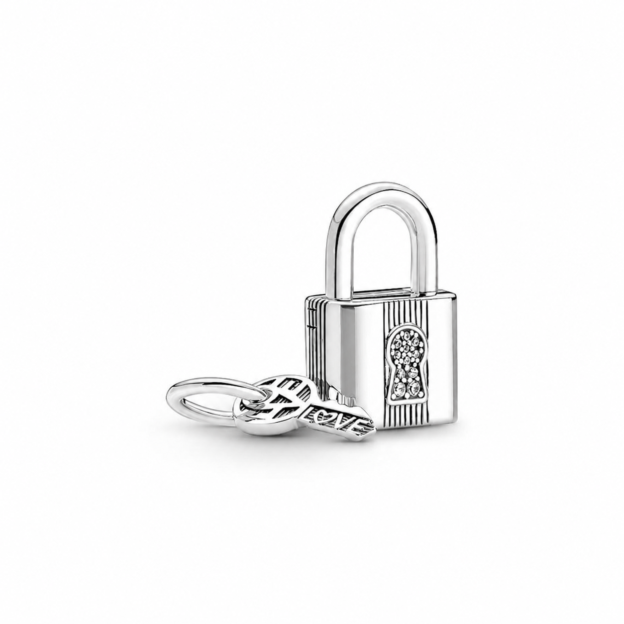 Charm-Anhänger Vorhängeschloss und Schlüssel Sterling-Silber Hauptbild