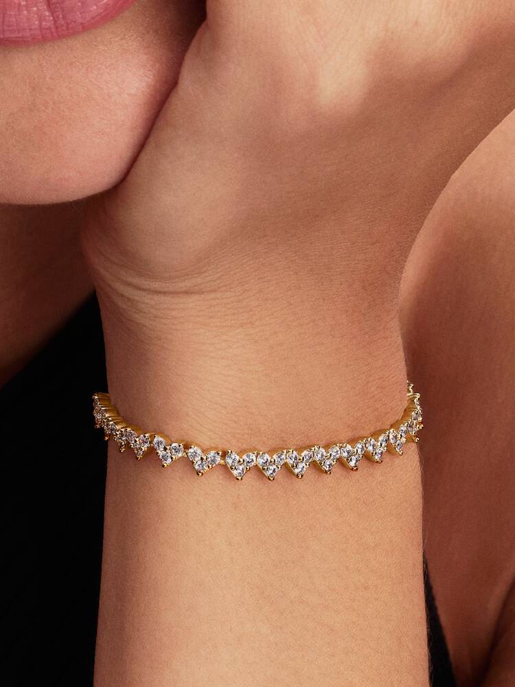 Drei Steine Herz Armband 14 Karat Vergoldung Zweitbild