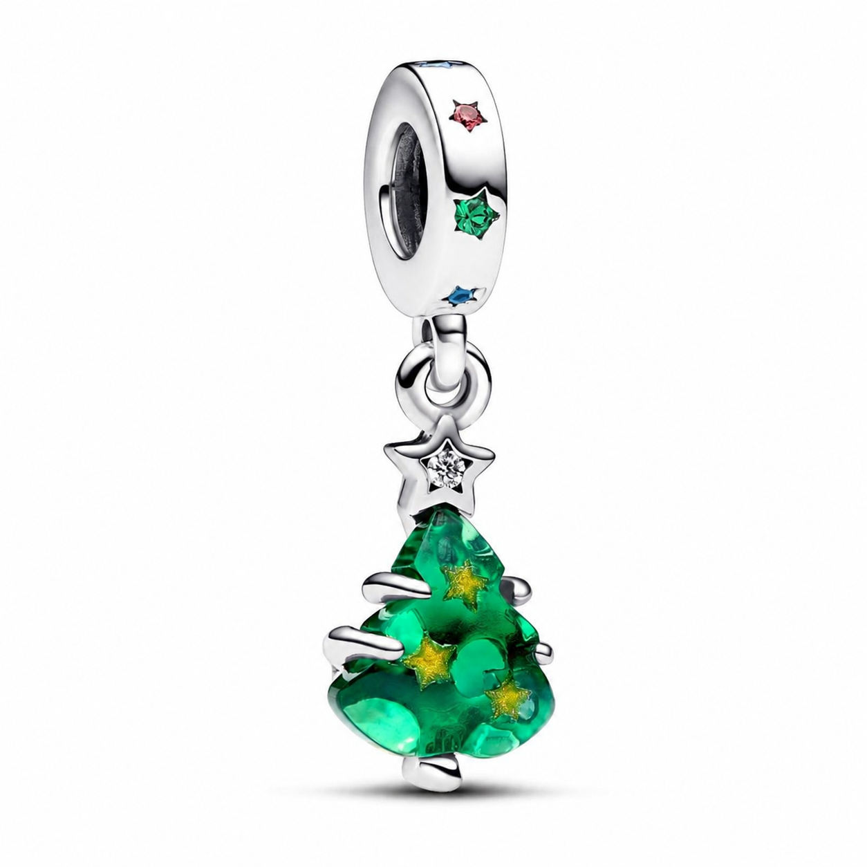 Charm-Anhänger Funkelnder Weihnachtsbaum Kristall Grün Silber