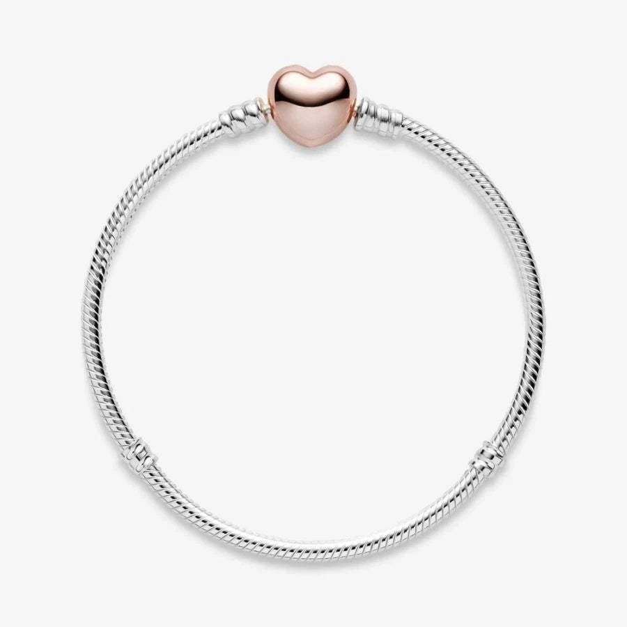 Rose  Schlangen-Gliederarmband mit Herz-Verschluss