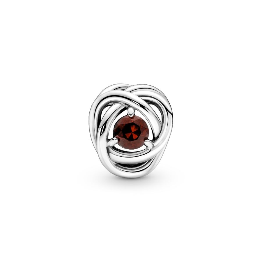 Charm Januar Geburtsstein Roter Ewigkeitskreis Sterling-Silber